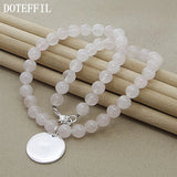 925 Silver Pink Agate Pendant Necklace, Wedding Jewelry