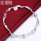 925 Silver Raindrops Chain Bracelet Wedding Party Jewelry