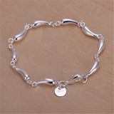 925 Silver Raindrops Chain Bracelet Wedding Party Jewelry