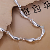 925 Silver Raindrops Chain Bracelet Wedding Party Jewelry