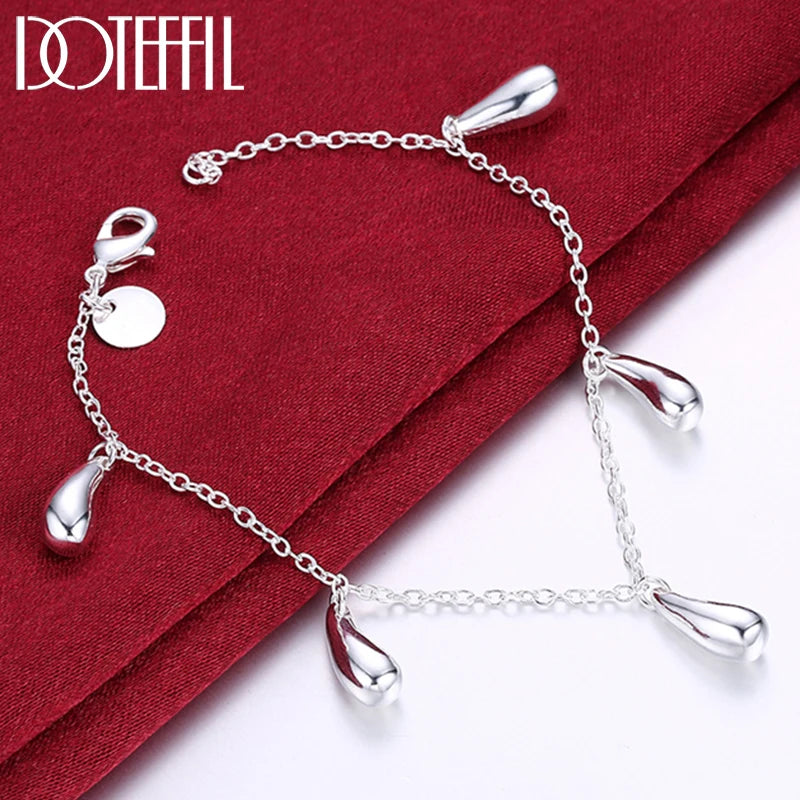 925 Silver Raindrops Pendant Bracelet For Woman