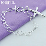 925 Silver Cross Pendant Bracelet Chain Woman Wedding Jewelry