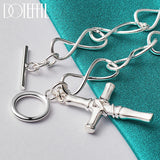 925 Silver Cross Pendant Bracelet Chain Woman Wedding Jewelry