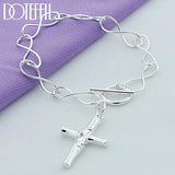 925 Silver Cross Pendant Bracelet Chain Woman Wedding Jewelry
