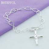 925 Silver Cross Pendant Bracelet Chain Woman Wedding Jewelry