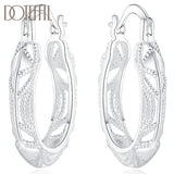925 Silver Hollow Flower 30mm Hoop Earrings for Party Wedding