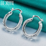925 Silver Hollow Flower 30mm Hoop Earrings for Party Wedding