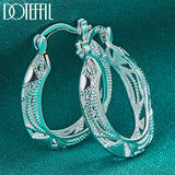 925 Silver Hollow Flower 30mm Hoop Earrings for Party Wedding