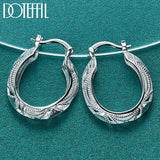 925 Silver Hollow Flower 30mm Hoop Earrings for Party Wedding