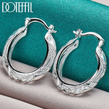 925 Silver Hollow Flower 30mm Hoop Earrings for Party Wedding