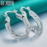 925 Silver Hollow Flower 30mm Hoop Earrings for Party Wedding