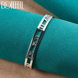 925 Silver Roman Numerals Bangle Bracelet Wedding Engagement Party