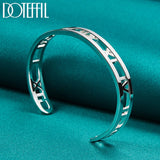 925 Silver Roman Numerals Bangle Bracelet Wedding Engagement Party