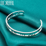 925 Silver Roman Numerals Bangle Bracelet Wedding Engagement Party