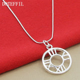 925 Silver Roman Numerals Circle Pendant Necklace Snake Chain