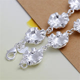 925 Silver Rose Flower Bracelet Chain Women Wedding Engagement Jewelry