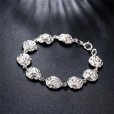 925 Silver Rose Flower Bracelet Chain Women Wedding Engagement Jewelry