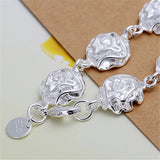 925 Silver Rose Flower Bracelet Chain Women Wedding Engagement Jewelry