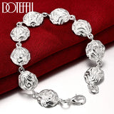 925 Silver Rose Flower Bracelet Wedding Engagement Party Jewelry