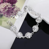 925 Silver Rose Flower Bracelet Wedding Engagement Party Jewelry
