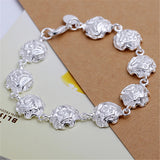 925 Silver Rose Flower Chain Bracelet Women Charm Wedding Party Jewelry