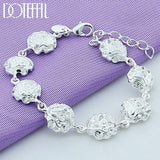 925 Silver Rose Flower Chain Bracelet Women Charm Wedding Party Jewelry