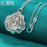 925 Silver Rose Flower Pendant Necklace 18 Inch Chain Wedding Charm