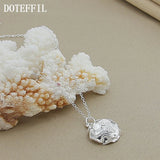 925 Silver Rose Flower Pendant Necklace 18 Inch Chain Wedding Charm