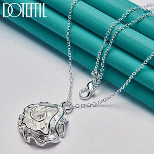 925 Silver Rose Flower Pendant Necklace 18 Inch Chain Wedding Charm