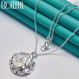 925 Silver Rose Flower Pendant Necklace 18 Inch Chain Wedding Charm