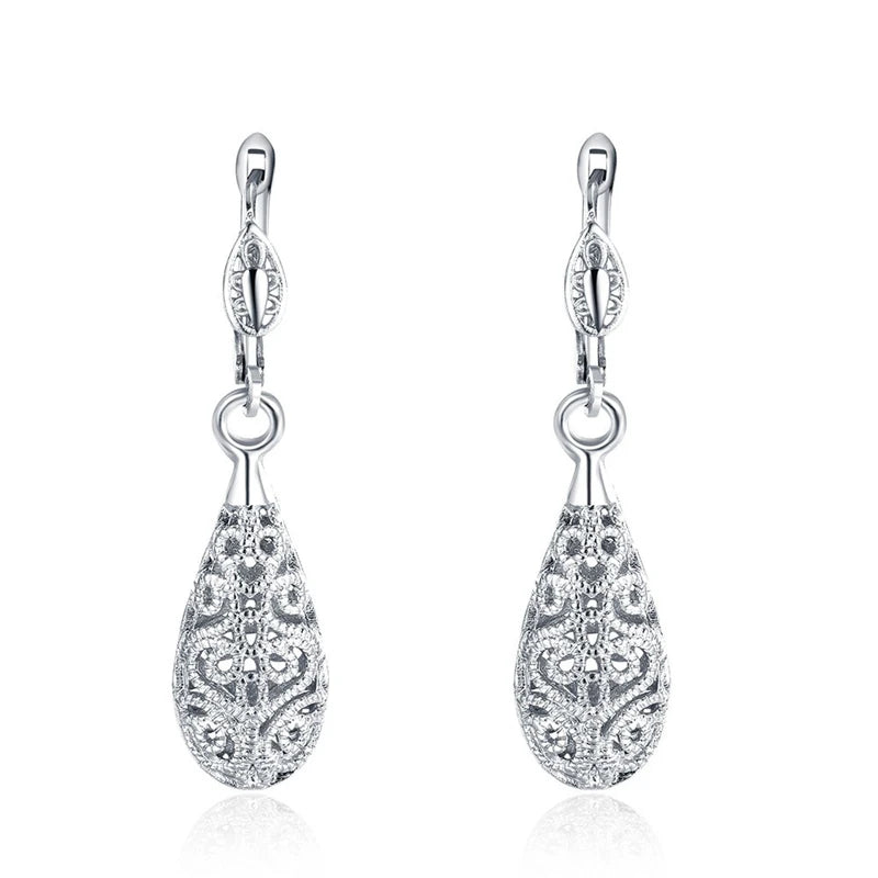 925 Silver/Rose Gold/18K Water Drop Earrings Wedding Party Gift