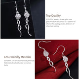 925 Silver Round Ball 8mm Zircon Drop Earring Wedding Engagement Party