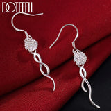 925 Silver Round Ball 8mm Zircon Drop Earring Wedding Engagement Party