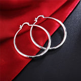 925 Silver Circle Hoop Earrings 30/40/50/60mm Woman Party Wedding Jewelry