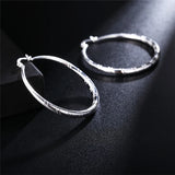 925 Silver Circle Hoop Earrings 30/40/50/60mm Woman Party Wedding Jewelry