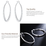 925 Silver Circle Hoop Earrings 30/40/50/60mm Woman Party Wedding Jewelry