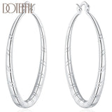 925 Silver Circle Hoop Earrings 30/40/50/60mm Woman Party Wedding Jewelry