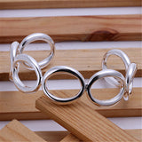 925 Silver Round Circle Bangle Bracelet Wedding Engagement Charm Party Jewelry