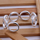 925 Silver Round Circle Bangle Bracelet Wedding Engagement Charm Party Jewelry