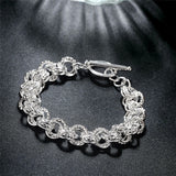 925 Silver Circle Chain Bracelet Women Wedding Party Gift