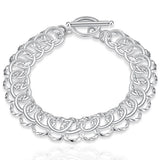 925 Silver Circle Chain Bracelet OT Buckle Women Jewelry