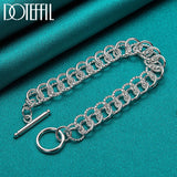 925 Silver Circle Chain Bracelet OT Buckle Women Jewelry