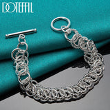 925 Silver Circle Chain Bracelet OT Buckle Women Jewelry