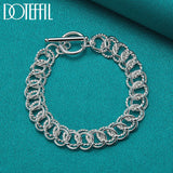 925 Silver Circle Chain Bracelet OT Buckle Women Jewelry