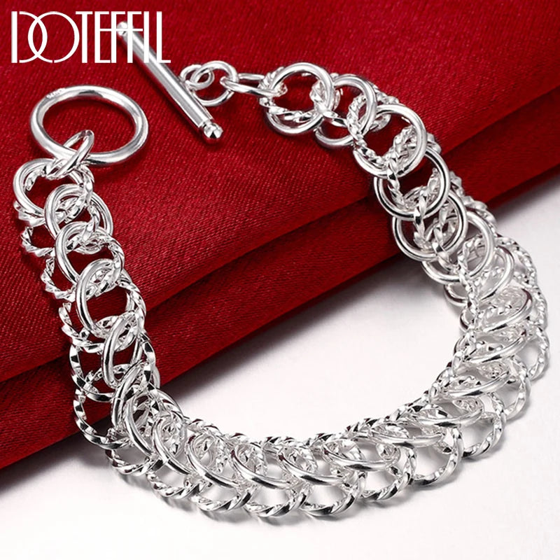925 Silver Chain Bracelet OT Buckle Women's Jewelry