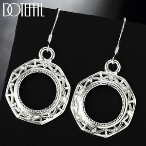 925 Silver Round Circle Drop Earring Wedding Engagement Party Jewelry