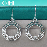 925 Silver Round Circle Drop Earring Wedding Engagement Party Jewelry