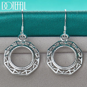 925 Silver Circle Drop Earrings Wedding Party Jewelry