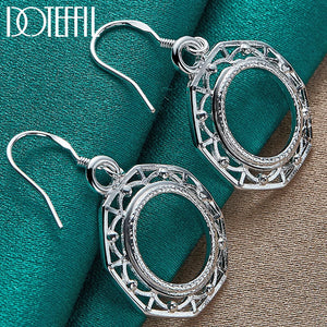 925 Silver Circle Drop Earrings Wedding Party Jewelry