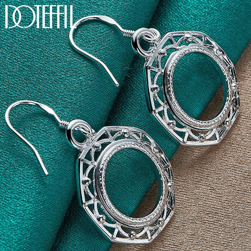 925 Silver Circle Drop Earrings Wedding Party Jewelry